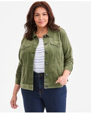 Style & Co. Plus Size Classic Corduroy Jacket - Green