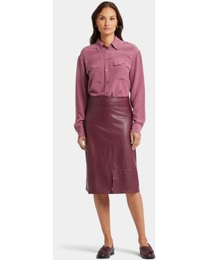 NYDJ Faux Leather A-line Skirt - Red