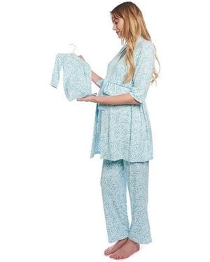 Everly Grey Maternity Analise During & After 5-piece Maternity/nursing Sleep Set - Black