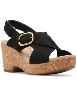 Clarks Giselle Dove Wedge Sandals - Black