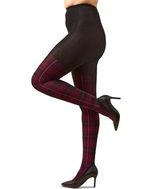 Memoi Glasgow Tartan Plaid Stretch Sweater Tights - Red