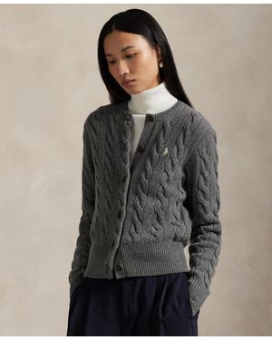 Polo Ralph Lauren Cable-knit Wool-cashmere Cardigan Sweater - Gray