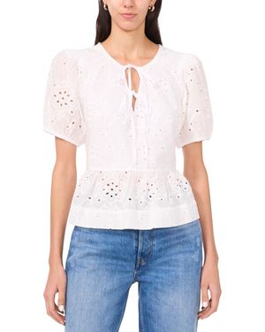 Parker The Alina Eyelet Peplum Top - White