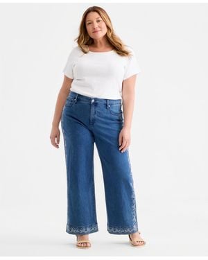 Style & Co. Plus Size High-rise 5-pocket Wide-leg Jeans - Blue