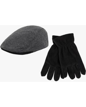 Levi's 2-piece Fleece Flat Top Hat And Glove Set - Black