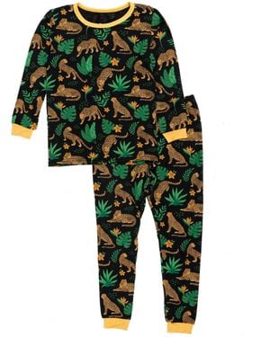 Leveret Kids Matching Family Two-piece Cooling Bamboo Viscose Long Sleeve Pajamas - Green
