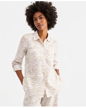 Charter Club 100% Linen Shirt - White