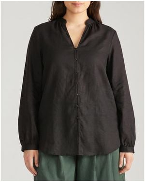 UNIVERSAL STANDARD Plus Size Avalon Linen Blouse - Black