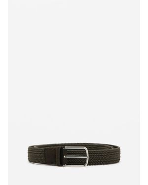 Mango Braided Elastic Belt - White