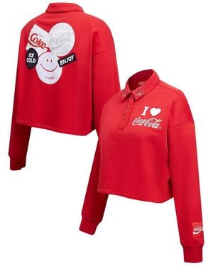 FREEZE MAX Coca-cola Ice Cold Long Sleeve Cropped Polo Shirt - Red