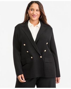 INC International Concepts Plus Size Sweater Blazer - Black