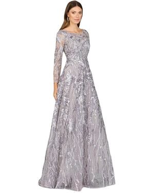 Lara Long Sleeve Modest A-line Gown - Gray