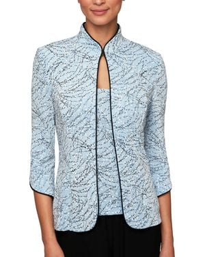 Alex Evenings Printed Jacket And Top Set - Blue