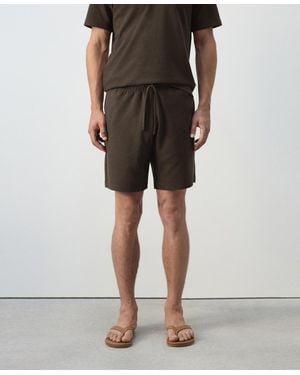Mango Textured Straight-fit Cotton-blend Bermuda Shorts - Brown