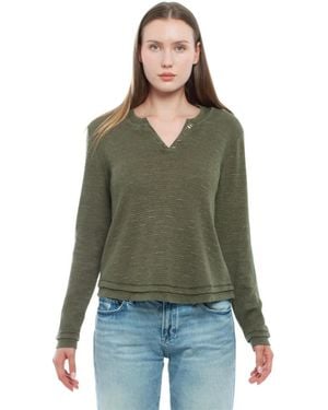 Wilt Long Sleeve Henley Mock Tee - Green