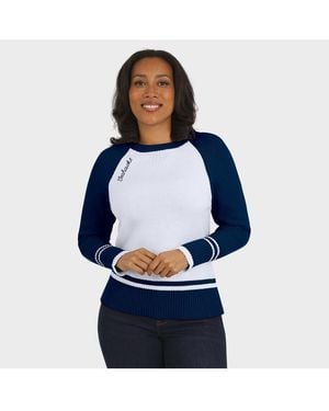 WEAR by Erin Andrews White/college Navy Seattle Seahawks Color Block Raglan Sweater - Blue