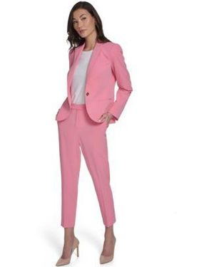 Tommy Hilfiger Notch Collar One Button Blazer Ankle Pants - Red