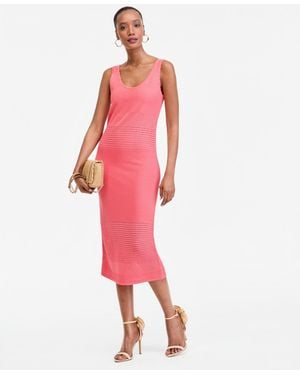 INC International Concepts Sleeveless Open-weave Sweater Dress - Pink