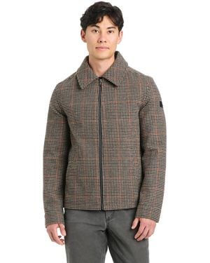 Vince Camuto Shirt Collar Plaid Wool Hipster Jacket - Brown