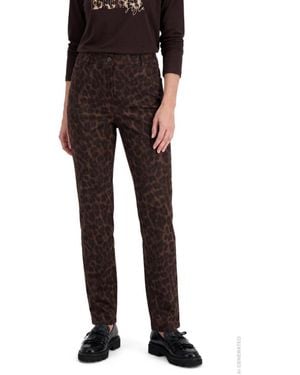 Olsen Faux Suede Leopard Print Pant - Black