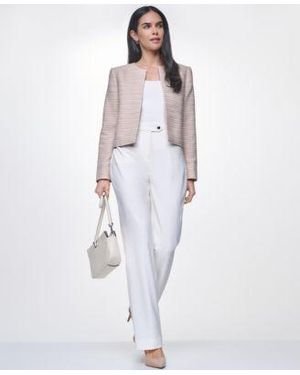Calvin Klein Long Sleeve Open Front Jacket Square Neck Sleeveless Top Modern Fit Mid Rise Pants - White