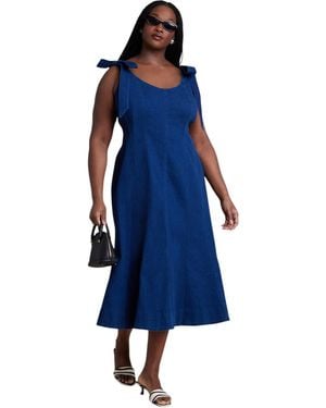Eloquii Denim Trumpet Dress - Blue