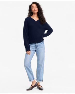 Charter Club 100% Cashmere V-neck Relaxed Sweater - Blue
