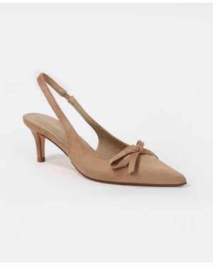 BERNESS Marina Faux Suede Slingback Kitten Heel Pumps - White