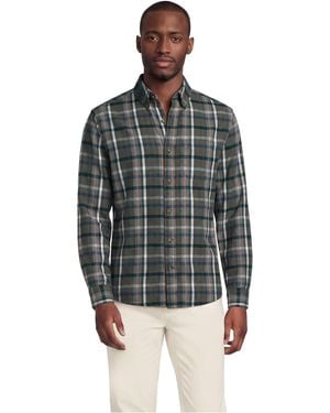 Lands' End Long Sleeve Classic Fit Flagship Flannel Shirt - Gray