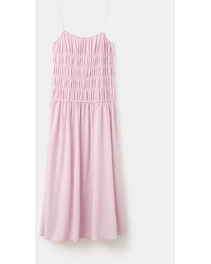 Mango Shirred Long Dress - Pink