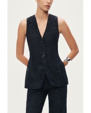 Nocturne Textured Tailored Vest - Blue