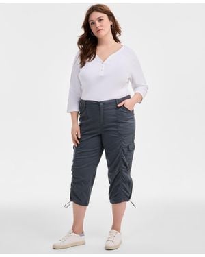Style & Co. Plus Size Cargo Capri Pants - Blue