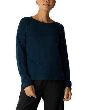Eileen Fisher Extra Fine Merino Wool Long-sleeve Crewneck Sweater - Blue