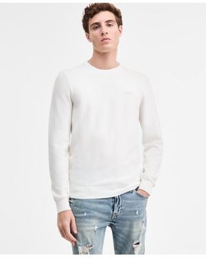 Guess Karim Piquet Stitched Crewneck Sweater - White