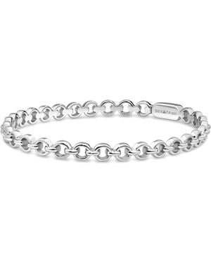 DEVATA Cable Link Rhodium Plated Bangle Bracelet - White