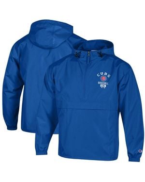 Champion Chicago Cubs Packable Windbreaker Half-zip Jacket - Blue