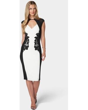 Bebe Applique Pencil Dress - White