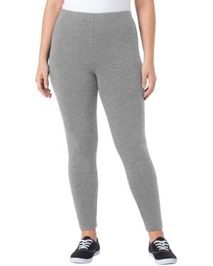 Woman Within Within Stretch-cotton Knit Pull-on leggings - Gray