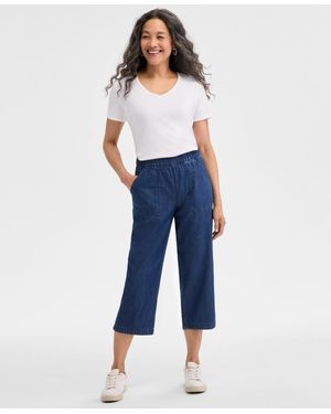 Style & Co. Chambray Pull-on Capri Pants - Blue