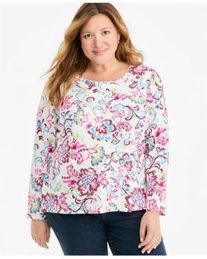 Style & Co. Plus Size Long-sleeve Scoop-neck T-shirt - Red