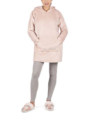 Memoi Sherpa-lined Velour Hooded Lounger - Natural