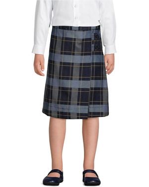 Lands' End Girls School Uniform Plaid A-line Skirt Below The Knee - Black