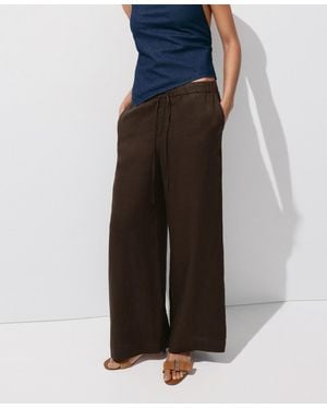 Mango Wide-leg Linen Pants - Black