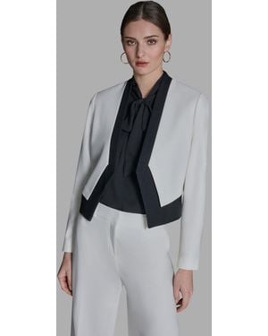 BCBGMAXAZRIA Stand-up Collar Open-front Blazer - Gray
