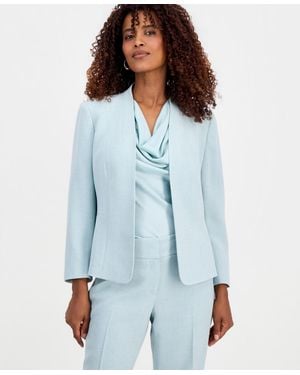 Kasper Collarless Open-front Jacket - Blue