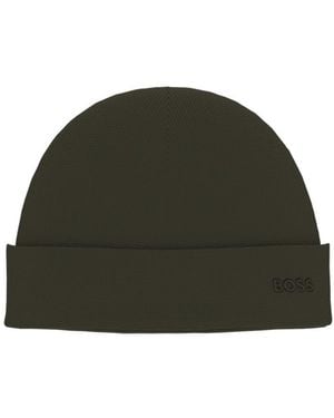 BOSS Waffle-knit Stretch-fit Stewie Beanie - Green