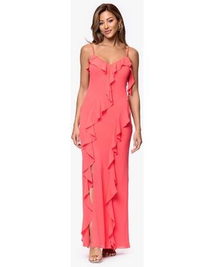 Xscape Ruffle Detail Maxi Dress - Red