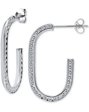 Giani Bernini Cubic Zirconia Channel-set Oval Hoop Earrings - White