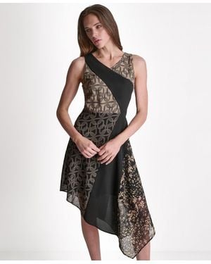BCBGMAXAZRIA Printed Faux Wrap Sleeveless Dress - Multicolor