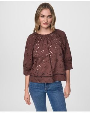 DKNY Crewneck Relaxed-fit Top - Red